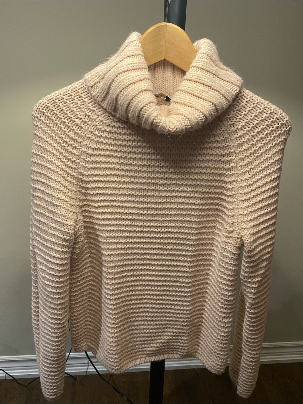 Denver Hayes Blush Cowl Neck Ribbed Sweater